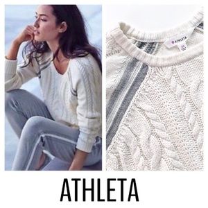 Athleta Montana Ivory Stripe Pullover Sweater Wool